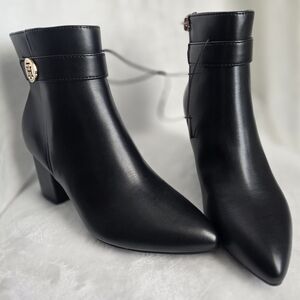 Tommy Hilfiger Black Ankle Boots with Gold Accent